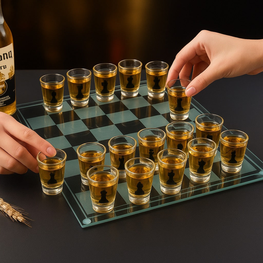 Cheers & Chess, Shot Glass Game Set